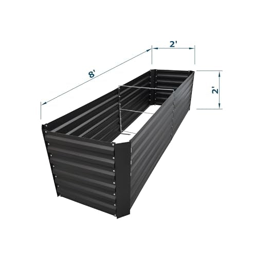 8x2x2FT Black Metal Raised Garden Bed Kit (Black / 8x2x2 ft)
