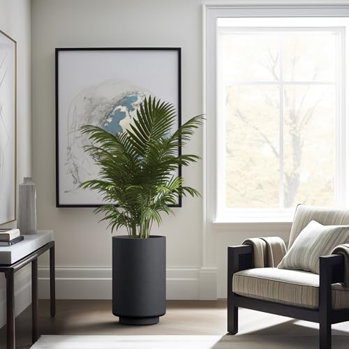 Accent Round Tapered Black Concrete Planter 20.1" Tall (Black / 12.6"Dia x 20.1"H)