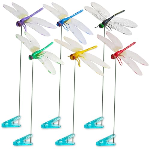 6 Pack Dragonfly Clips Realistic PVC Fake Dragonflies (Multi-Colors (6PCS))