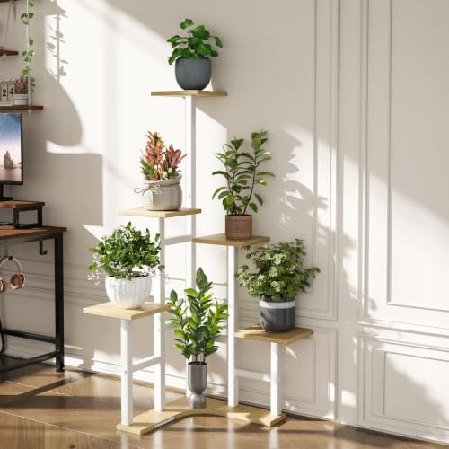 Corner Plant Stand Indoor 6 Tiered Corner Plant Shelf (White Oak / 6 Tier-Square)