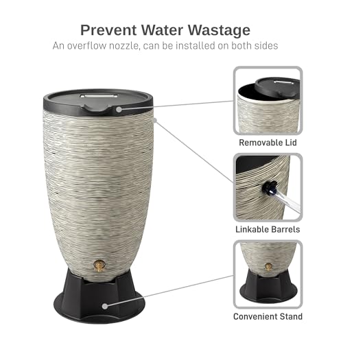 50 Gallon Newport Rain Barrel with Stand and Removable Lid (Slate / Rain Barrel)