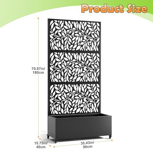 Metal Raised Garden Bed with Trellis (Black / 71" x 35" x 16")