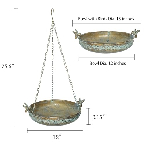 Metal Hanging Bird Bath (gold-E)