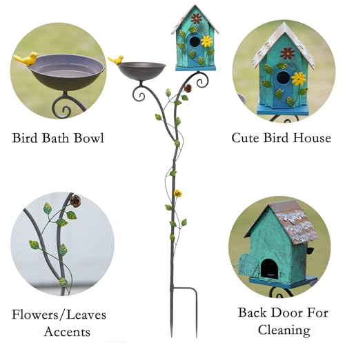 52" H Metal Bird Bath (Green)