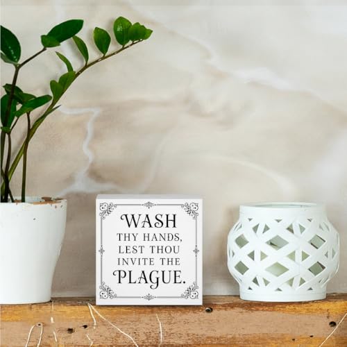 Funny Bathroom Decor Deuces Wooden Box Sign 5 x 5 Inches (White 1624 / Wooden box（5.1 x 5.1 inches）)