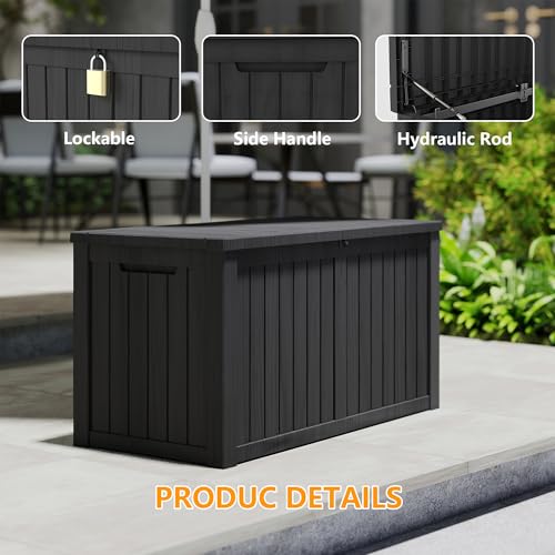 180 Gallon Deck Boxes Outdoor Waterproof (Black / 180 GAL)