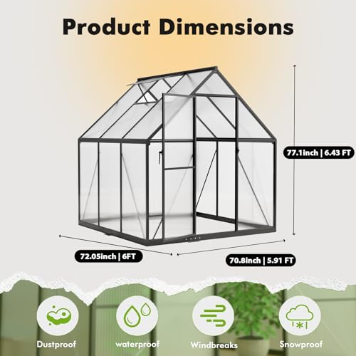 6X6FT Greenhouse with Thermometers (6×6 FT With Thermometers)