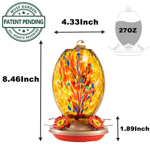 Glass Humming Bird Feeders for Outdoors (Amber Fireworks)