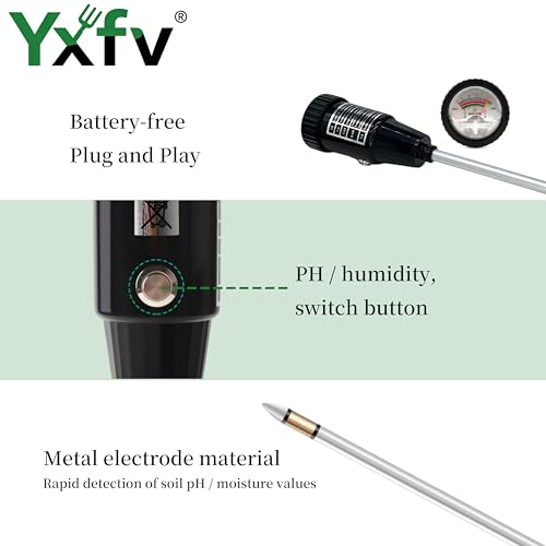 2-in-1 Soil pH Tester, No Battery Long Probe