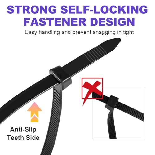 Zip Ties RAZCC 1200pcs Black Cable Zip Ties 14 Inch (Wideth 0.3")