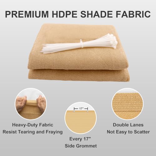 Shade Cloth 7x16 FT Sun Shade (7' x 16' custom size / Sand)
