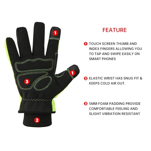 100% Waterproof Winter 2 Pairs Pack Work Gloves for Men Yellow M (Yellow - Thermal (2 Pairs) / Medium)