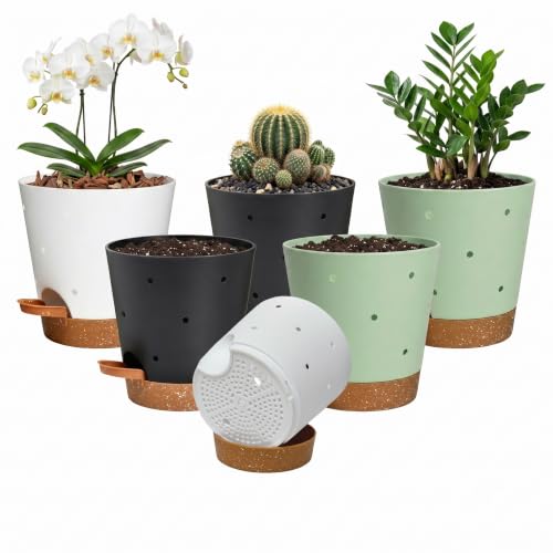 Orchid Pot 6 Inch Orchid Pots with Holes (Multicolor - 6pack)