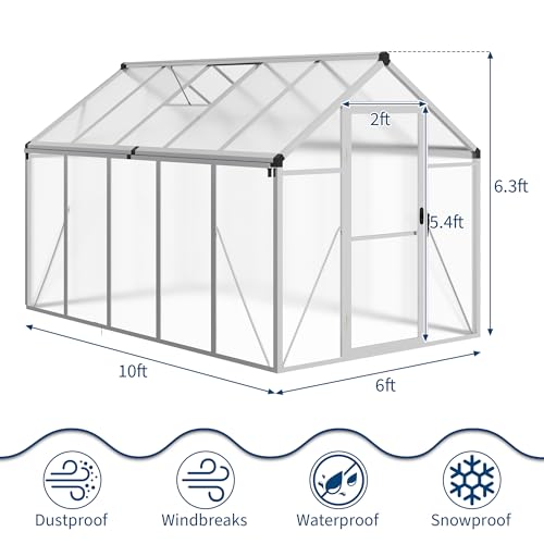6 x 10 FT Greenhouse (Silver / 6x10FT)
