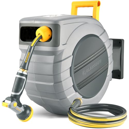 1 2 in x 115 ft Retractable Garden Hose Reel with Automatic Rewind (1/2" 115FT / Light Gray)