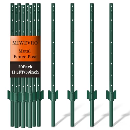 Metal Garden Fence Posts (5FT-20P / Green)