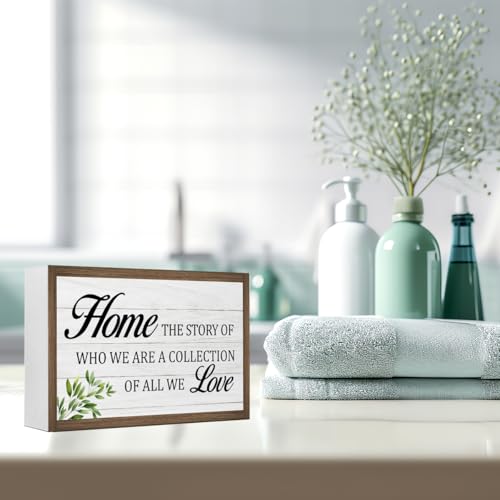 Home The Story of Who We are Wooden Box Sign Desk Decor (Home The Story of Who We are)