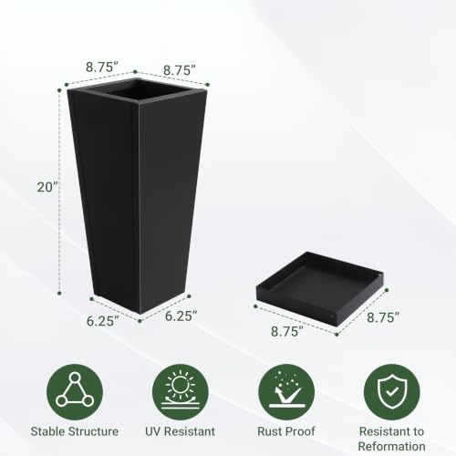 20" Metal Tall Outdoor Planters Set of 2 (20" H)