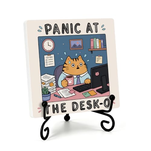 Funny Office Wooden Plaque for Office Book Shelf Table Decor 6.3x6.3 Inch (Multicolor 1713 / Wooden sign with iron frame（6.3 x 6.3 inches）)
