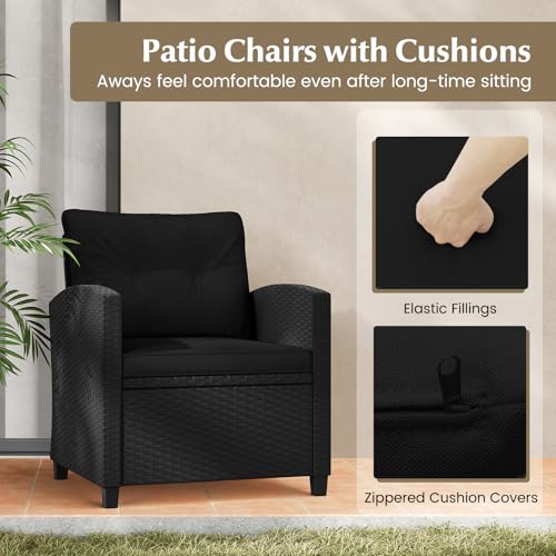3 Piece Patio Furniture Set (Black-black)