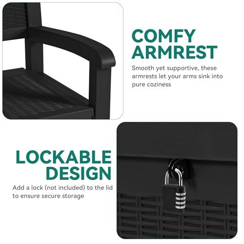 80 Gallon Storage Bench Deck Box (Black / 80 Gallon)