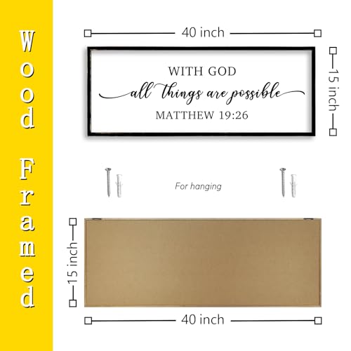 With God All Things are Possible Wall Decor 40"X15" Black (40"L x 15"W / With God All Things are Possible (Black))