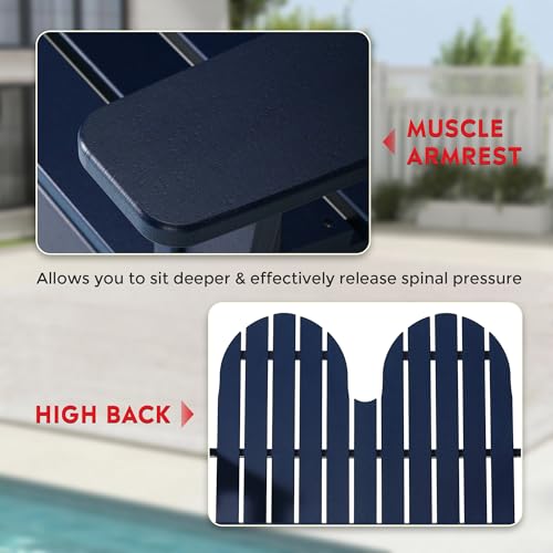Outdoor Patio HDPE Adirondack Garden Skinny Bench (Navy Blue / 51.5IN)