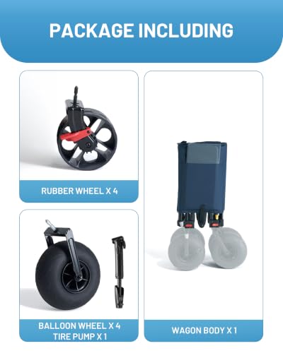Beach Wagon with 2 Sets of Wheels (Blue / Balloon&Rubber Wheels)