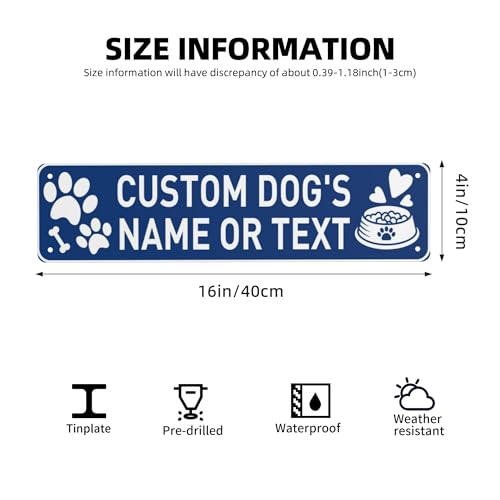 Custom Vintage Metal Sign Personalized Pet's Home Sign with Pet Name Paw Print Text Logo Rust Free Fade Resistant Home Outdoor Wall Signs (Pet's house Sign)