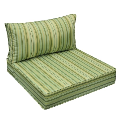 Outdoor Chair Cushions (Mossy Forest Stripe / 24"x24"x5" / 24"x13.5")