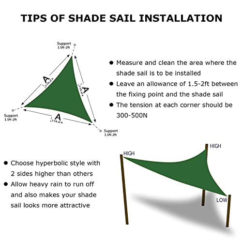 20'X20'X20' Sun Shade Sail Dark Green Curved Triangle (Dark Green / 20'X20'X20'custom)