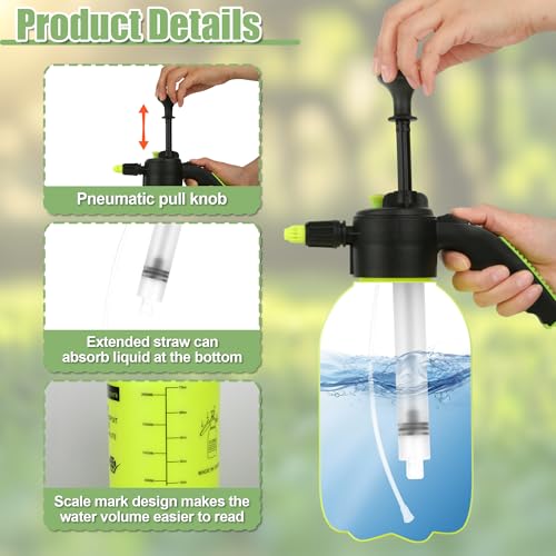 2 Pcs 1 2 Gallon Plastic Handheld Pump Sprayer (Yellow / 1/2 Gallon)