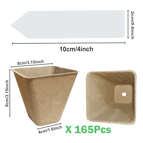 Peat Pots 165 Pack 3.15 Inch Seed Starter Pots for Seedlings (165 Pcs)