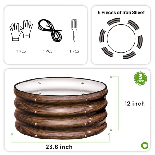 2x2x1ft Round Galvanized Raised Garden Bed Kit Outdoor