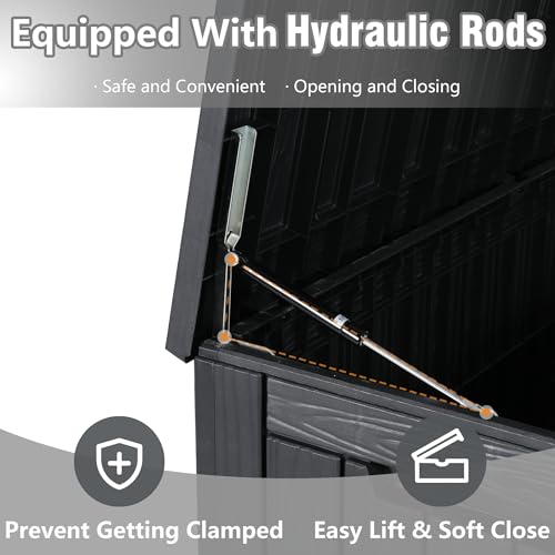 100 Gallon Outdoor Storage Box Waterproof Deck Box for Patio (Black / 100 Gallon)