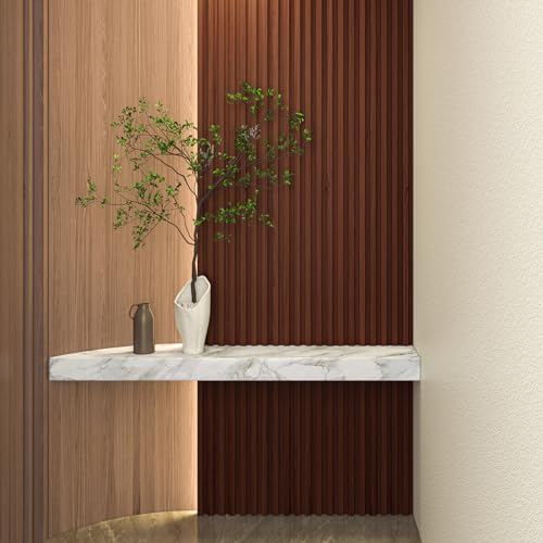 108 x 5.7 Inch Slat Wood Wall Paneling for Interior Decor (8Pcs-108 x 5.7 Inch / Slat Walnut)