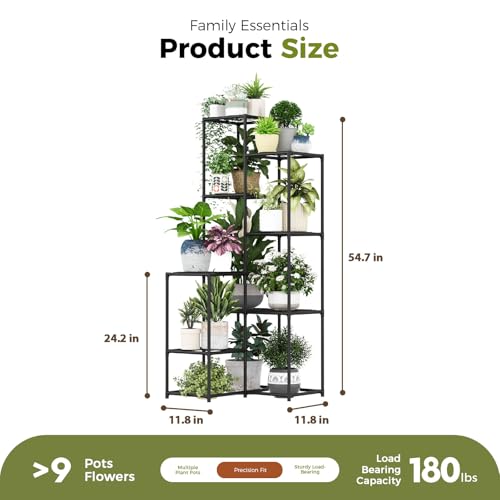 Black Plant Stand Indoor Outdoor Corner Plant Shelf 54.7" Tall