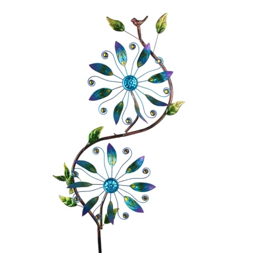 Wind Spinner for Yard and Garden Windmill Outdoor Metal Kinetic (13-Blue)