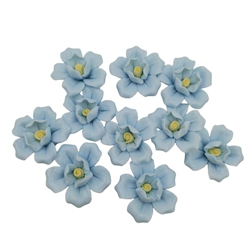 10PCS 3D Flower Ceramics Mosaic Tiles (3D Flower - Sky Blue)