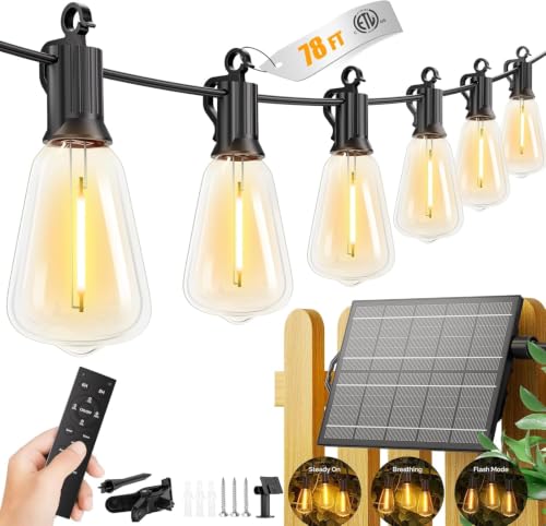 78FT Solar String Lights Outdoor (78FT(35+1 Sockets))