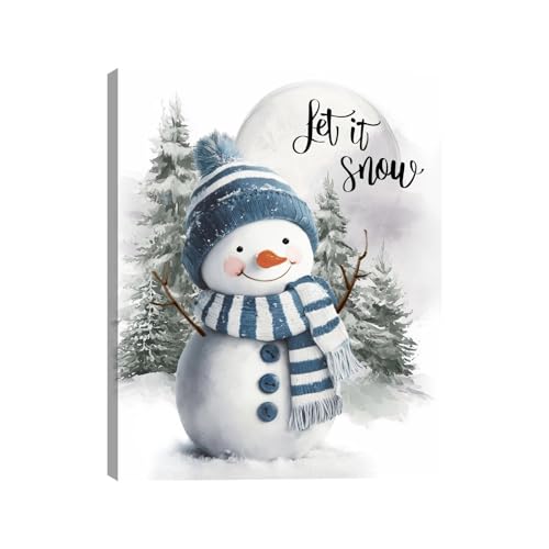 Let It Snow Snowman Wall Art Poster (16"L x 20"W / Snow blue)
