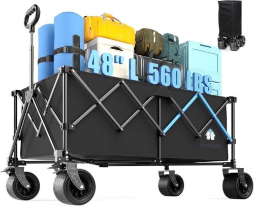 48" XL Collapsible Wagon Cart (Black / 400L-48in)
