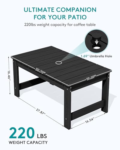 3 Piece Adirondack Bench Set (Black / 2 bench & 1 coffee table)