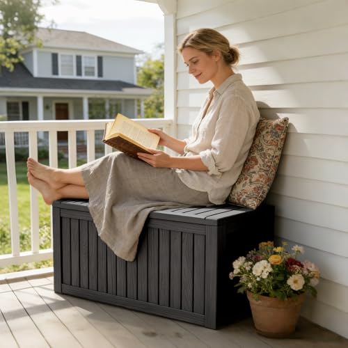 Outdoor Storage Box (Black / 90 Gallon)