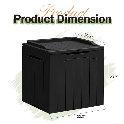 31 Gallon Resin Deck Box All Weather Outdoor Storage Boxes for Patio Furniture Set (Black / 31 Gallon)