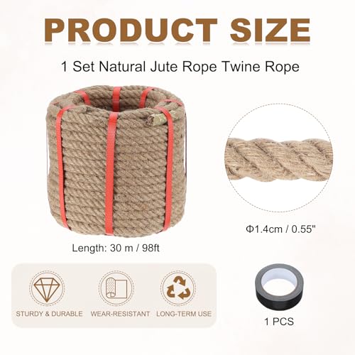Jute Rope 0.55 Inch x 25ft (0.55 Inch)