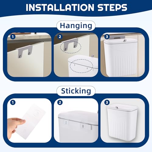3 Pack Hanging Trash Can with Lid (3 Count)