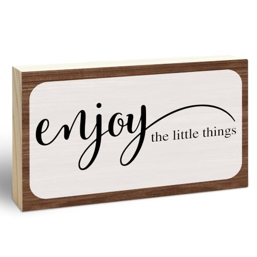 3x5 Inspirational Wooden Block Sign (Enjoy the Little Things-2)