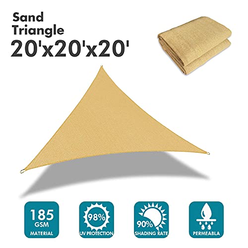 20'x20'x20' Sun Shade Sail Sand Curved Triangle (Sand / 2 0' X 2 0' X 2 0')