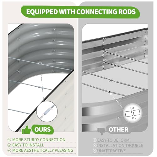 Galvanized Raised Garden Bed Outdoor (White / 6x2x1.4ft)